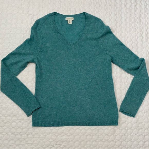 ADRIENNE VITTADINI  100% 2-Ply Cashmere V-Neck sweater Aqua Blue Women’s Size XL - Picture 3 of 10
